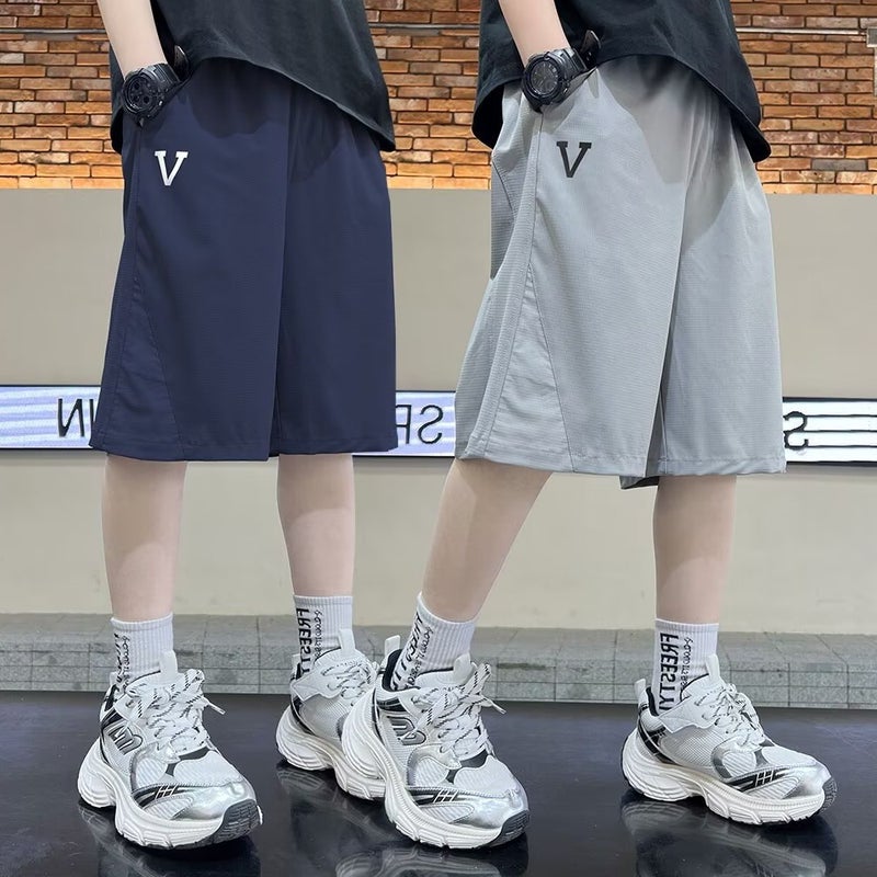 Boys' New Outdoor Children'S Men'S Waterproof Breathable Windproof New Men'S Detachable Quick-Drying Girls' Trousers Gray - Image 4
